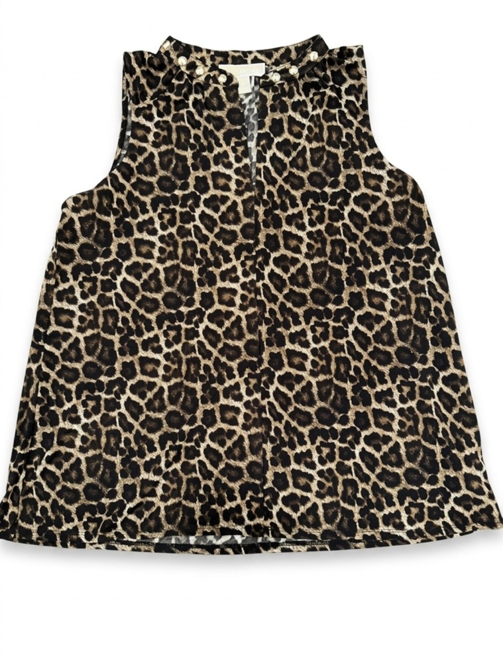 Michael Kors Women’s Leopard Print Sleeveless Blouse with Gold Details Size M